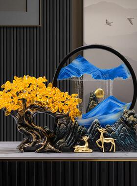 正品发财树流沙画 画摆件创意中厅玄迁关办公客室桌面招财装饰品