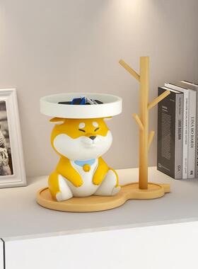 创意柴犬托盘摆件家居客厅装饰品入户玄关钥匙收纳乔迁礼品可爱狗