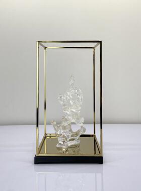 新中式玄关珊瑚摆件现代别墅透明水晶山太湖石软装饰客厅书房摆设