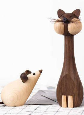 梵瀚 实木可爱桌面小摆件创意装饰摆设闺蜜生日礼物手伴公仔玩偶