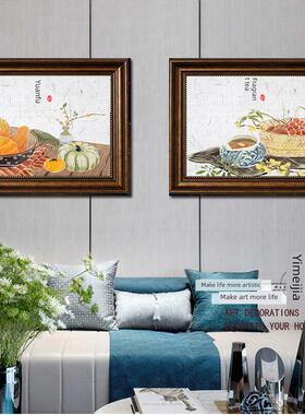 新型中国风米箱装饰画棕框推拉牡丹山水花鸟挂画无冲孔配电箱