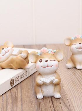 卡通zakka创意可爱俏皮小老鼠树脂工艺品桌面装饰摆件蛋糕装饰品