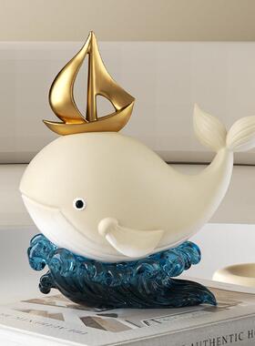 海洋鲸鱼摆件高级感工艺品软装客厅玄关儿童房家里装饰品生日礼物