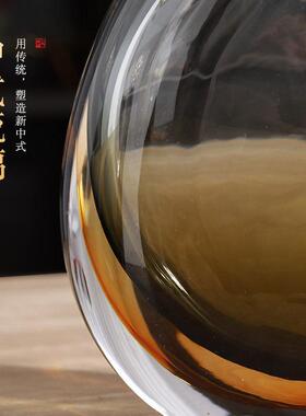 乔迁高档玻璃花瓶摆件轻奢高级酒柜珐瑯彩中式玄关客厅高端装饰品