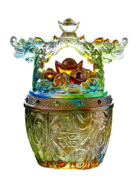 琉璃一桶金路路畅通一桶金钱摆件招财聚宝盆玄关客厅店铺送礼摆件