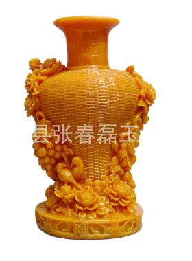 仿寿山石牡丹花瓶家居客厅办公摆件树脂喜上枝头大花瓶摆设