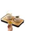 Travel tea set portable teapot outdoor camping household tea tray ceramic kung fu Chinese style Ru kiln tea cup