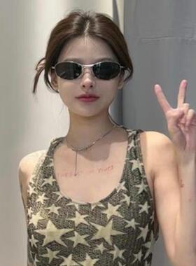 欧美金属Y2K覆古户外运动骑行偏光墨镜抗UV太阳眼镜凹造型女
