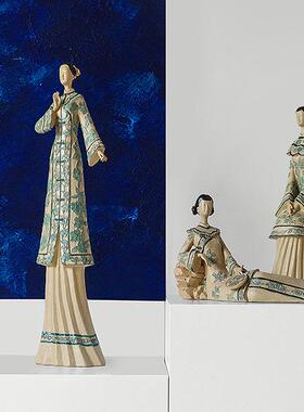 古风少女仕女摆件客厅办公室装饰品中国风树脂工艺品货源厂家