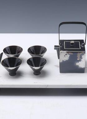 新中式茶具大理石托盘组合装饰客厅茶室茶几书房样板间桌面装饰品