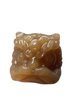 阿富汗玉醒狮头青白玉醒狮手把件天然玉石雕刻白玉醒狮糖料醒狮