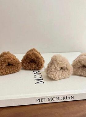 2Pcs Plush Cat Ears Shape Hair Clips Women Sweet Cute Beige