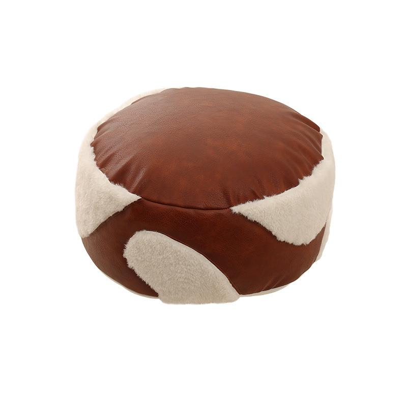 Leather pouf American tatami cushion oil wax leather sofa living room carpet bay window lazy sofa balcony futon
