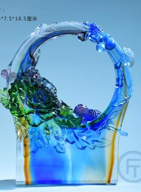 琉璃喜鹊结婚礼物摆件送新人新居花好月圆装饰家居工艺礼品高端