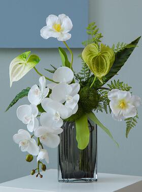 白绿系彷真花花束花艺手捧花绢花客厅插花餐桌家居装饰品摆设