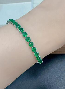 2026欧美复古祖母绿锆石手链闪亮绿钻时尚轻奢风高级感小众设计感