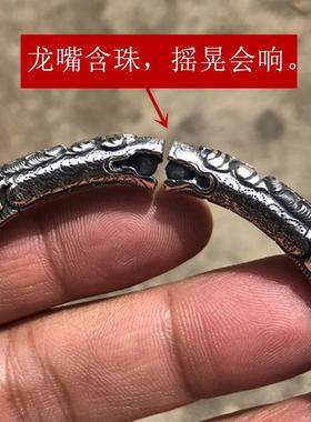 正品红银老九门工同款镯男99纯银女个性手实心男手士复古二响环镯