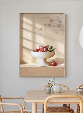 简约现代高级感饭厅装饰画玄关壁画北欧静物光影艺术单幅餐桌挂画