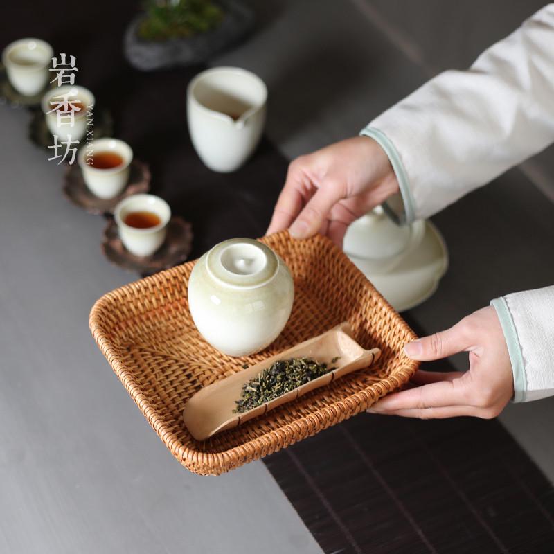 Rattan tea ceremony tea set storage box Kung Fu tea accessories refreshment tray