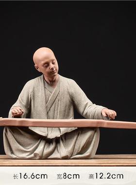 正品工中关禅意手紫砂人物小和尚陶瓷摆件家居式博古架玄桌面装饰