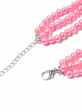 欧美跨境 珍珠时尚夸张女士串珍珠锁骨多层项链 6410