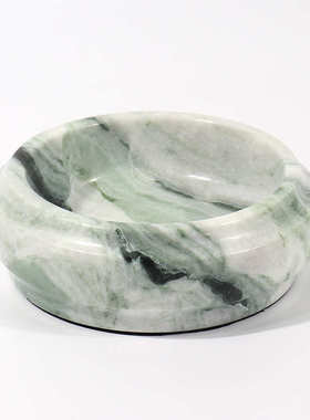 样板房售楼处玄关客厅桌面装饰品大理石圆形迷你艺术仿真花盆摆件