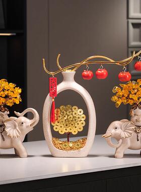 一切顺利柿子财运树财运摆件电视柜酒柜入口装饰乔迁开幕礼