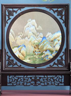 苏州手工双面绣花屏风实木桌苏州绣花屏风中国创意工艺刺绣礼品饰