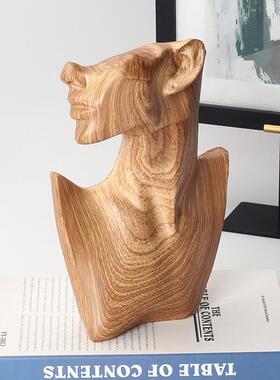 现代简约抽人头像摆PPM件创意象仿实木样板面房办公室桌女艺术装