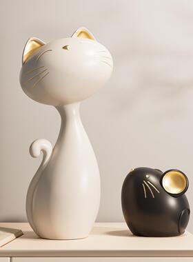 高档猫柜和老鼠意摆件客厅玄关电视酒柜装饰创办公室艺术可爱面桌