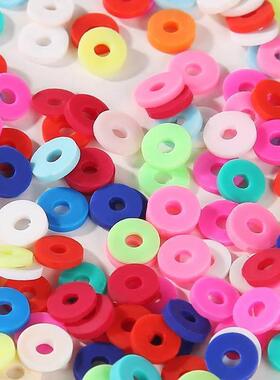 350pcs 6mm Flat Round Polymer Clay Beads, Loose Spacer