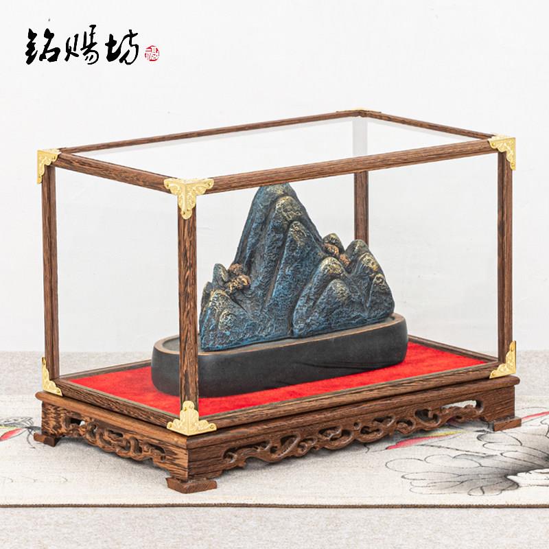 Mahogany glass cover Guanyin Buddha statue cultural toys antique crafts ornaments chicken wing wood cage display dust cover customization