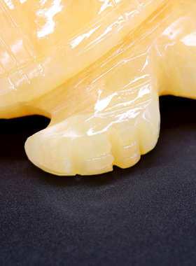 天然黄玉一体雕刻乌龟 长寿龟摆件 玉石加工摆件家居摆设