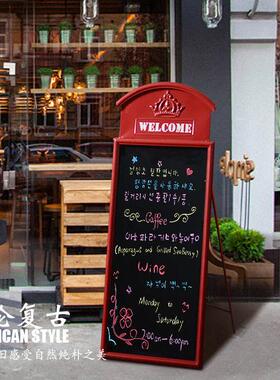 复古怀旧铁皮电话亭告示牌壁挂店铺饭店装饰留言板墙面创意小黑板