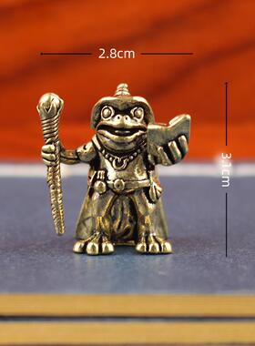 黄铜青蛙法师手拿魔法书桌面摆件摆设趣味青蛙魔法师黄铜摆件装饰