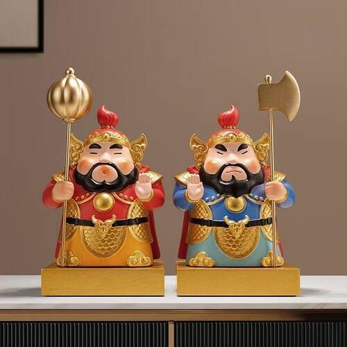 招财纳福入户门门神摆件桌面玄关客厅家居装饰布置摆件乔迁送礼 - 图0