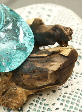 创意天然实木底座吹制玻璃瓶 水培绿植器皿摆件家居摆饰厂家批发