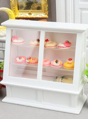 1:12娃娃屋dollhouse迷你家具商店场景 商品蛋糕推拉门长柜子