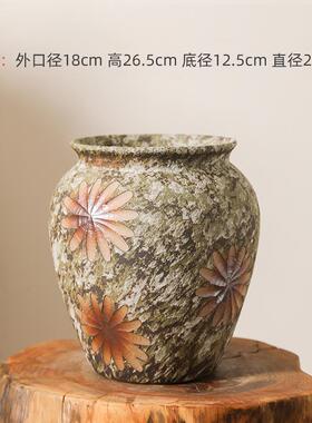 新款向日葵意花瓶摆件景德镇手古工陶瓷花盆油画画 美式高级覆古