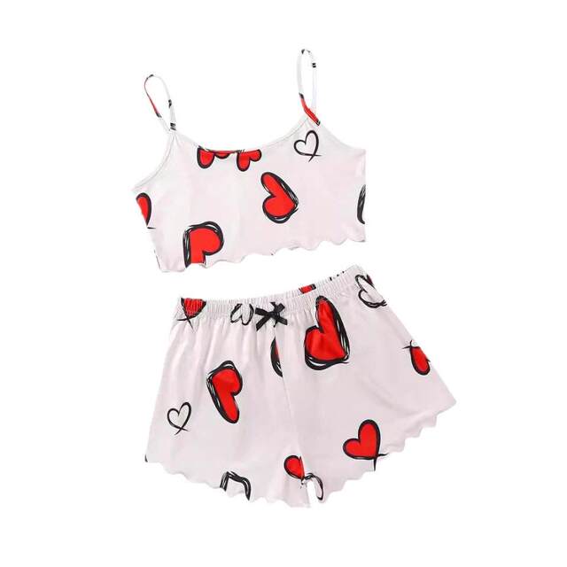 Women's Halloween Skeleton Print Vest Top & Shorts Pajama
