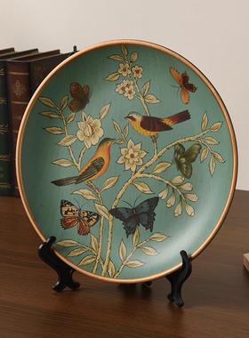 美式乡村陶瓷装饰盘子摆件摆盘看盘客厅样板房玄关装饰品摆设新款