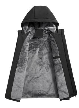 Men's Fleece Lined Hooded Jacket Trendy Versatile Outdoor