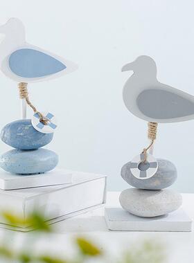 地中海木质小鸟怀旧摆件家居客厅电视柜软装饰品酒柜儿童房摆设