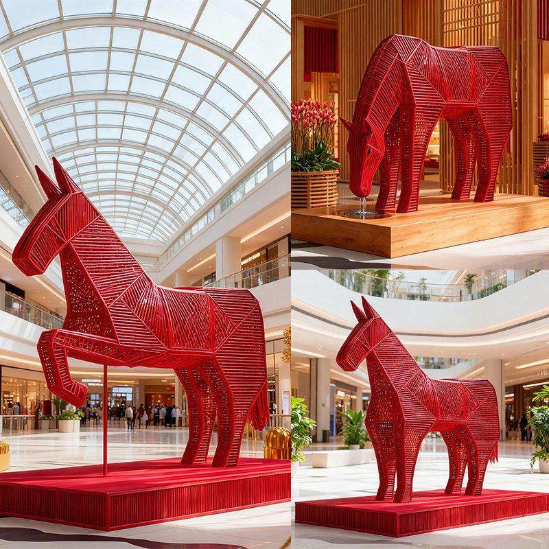 铁艺不锈钢镂空马雕塑户外园林景观动物装饰新年马年美陈小区摆件,淘宝优惠券,粉丝福利购,淘宝优惠卷