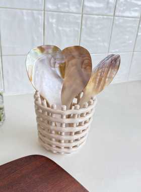 天然贝壳饭勺 家用餐厅精美一体彩贝餐具 无漆无蜡无涂层环保耐用