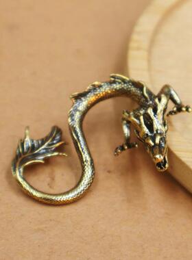 黄铜做旧蛟龙摆件家居办公桌面茶桌茶宠摆饰纯铜小龙工艺品小礼品