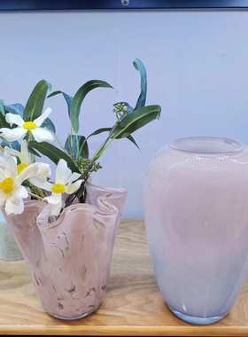 容器饰品家居白菜花插花瓶装现代粉色玻璃软创意水培简约玻璃摆件