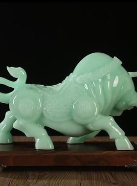 正品招华财高玉石十二生牛摆肖件尔街牛办公室装饰公司店铺开业档