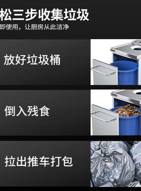 lecon/乐创78商用收残车不锈钢单孔食堂物食-残集渣收台LC-JDSC01