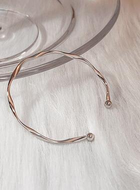 莫比乌斯素圈手镯女情侣手环圆形开口式可调节手镯时尚港风手链女